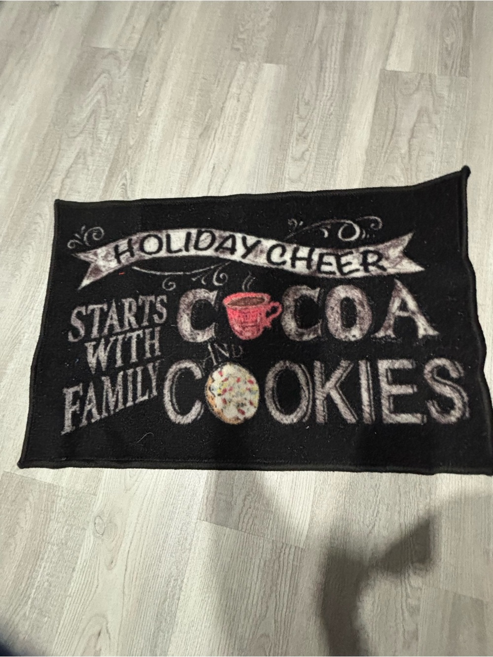 Holiday Cheer Cocoa and Cookies Decorative Mat - Black